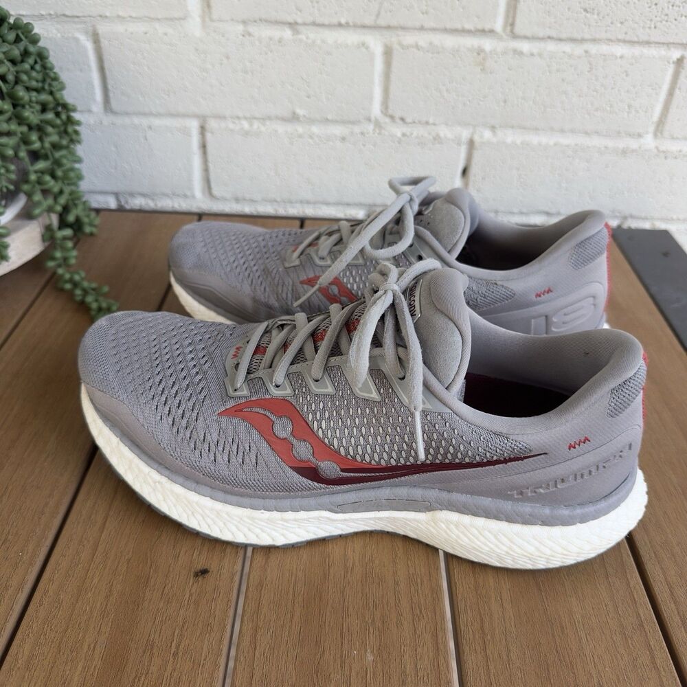 Saucony Triumph 18 Men’s Size 10 Gray Red PWRRUN+ Running Shoes S20595-30